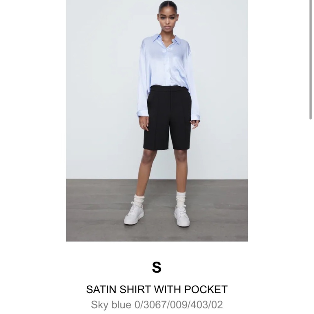 Zara blue satin shirt with pocket, never been worn